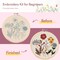 Embroidery Kit, 4 Sets Embroidery Kit for Beginners with Stamped Flower Pattern, Cross Stitch Starter Kits for Adults Hand Craft Lover with Embroidery Hoop, Instructions and Threads